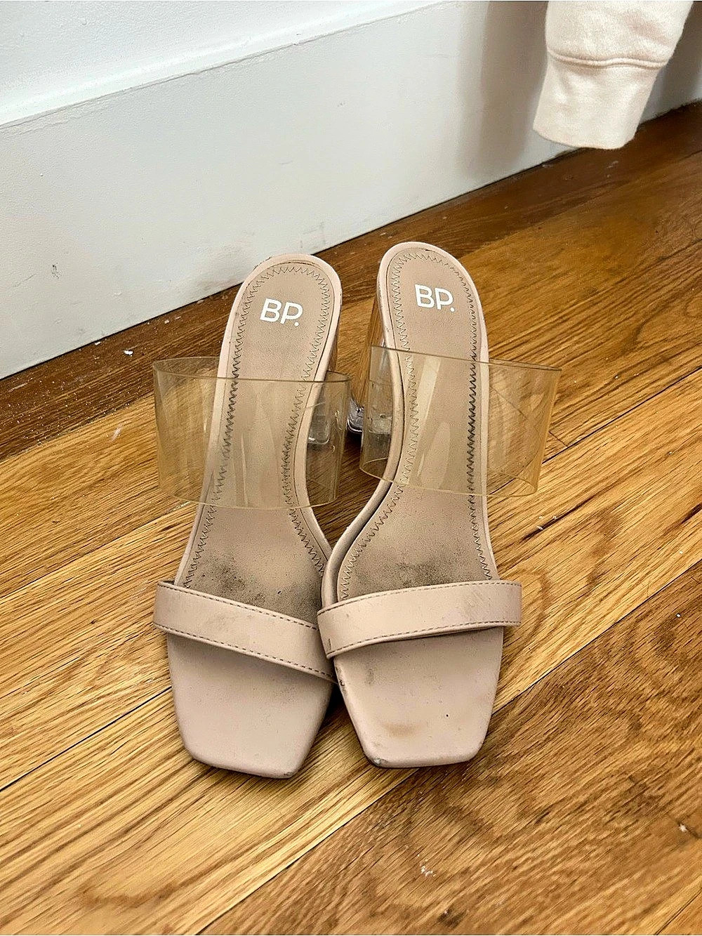BP. Naomi Block Heel Sandal. Beige